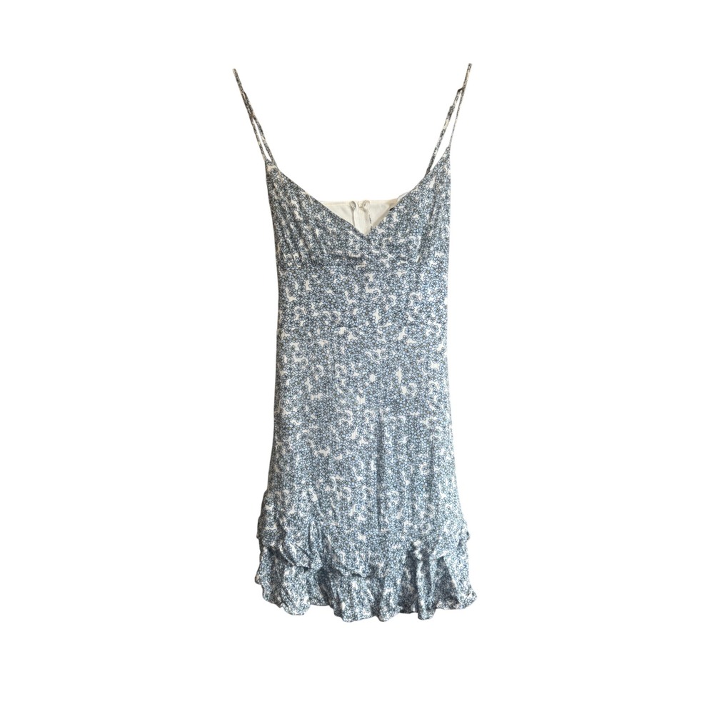 B. Smart Floral Mini Dress Womens Size 13 Blue Ruffle Tiered Excellent J5KNV682